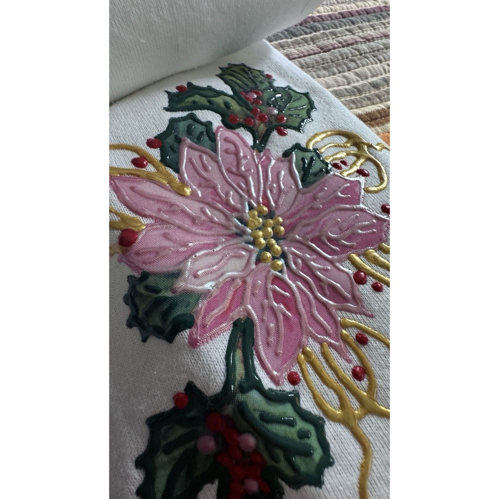 VTG Retro 80s Christmas Poinsettia Women's Sweatsuit Puffy Paints Handmade - Picture 15 of 16